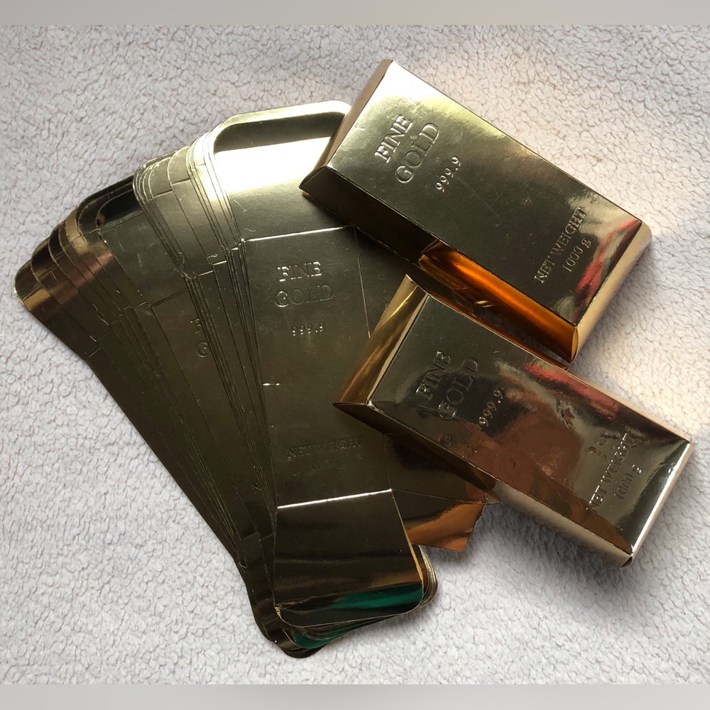 Bright Gold Foil Gold Bar Shaped Trinket Boxes Party Favor Prop 24 Pieces